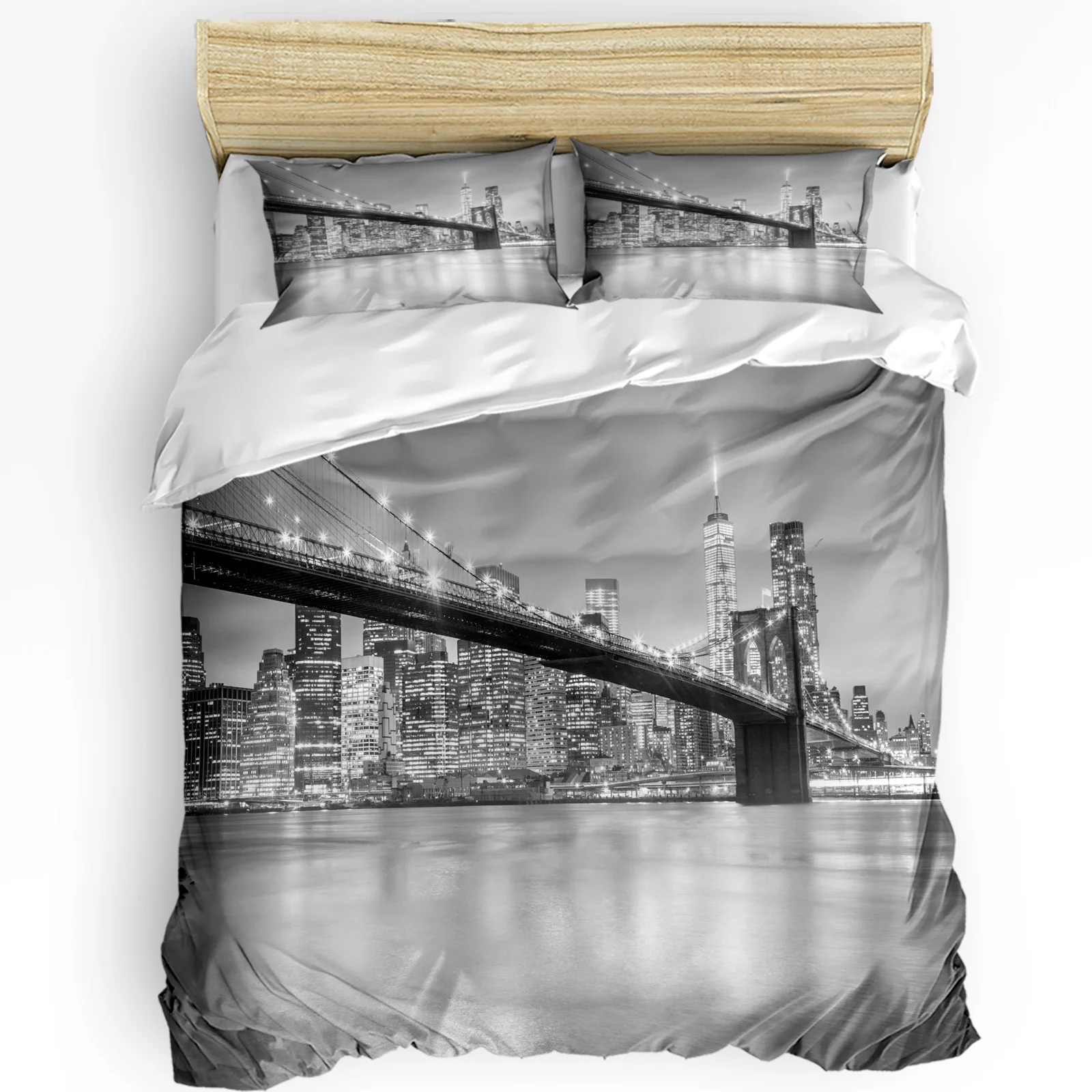 Home Textiles New York - 3-częściowy zestaw pościeli Szary Krajobraz Nowego