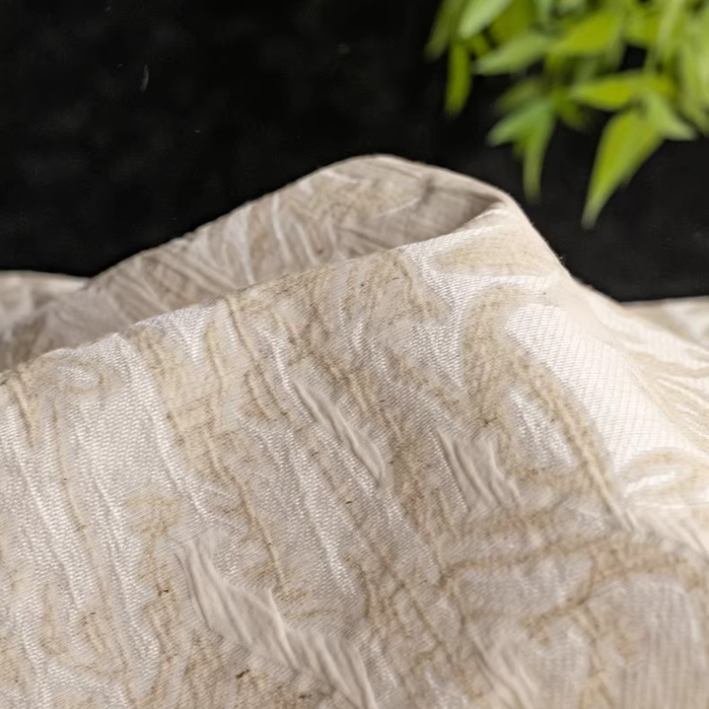 Beżowa lniana tkanina żakardow – Home Textiles Designer recenzja i cena